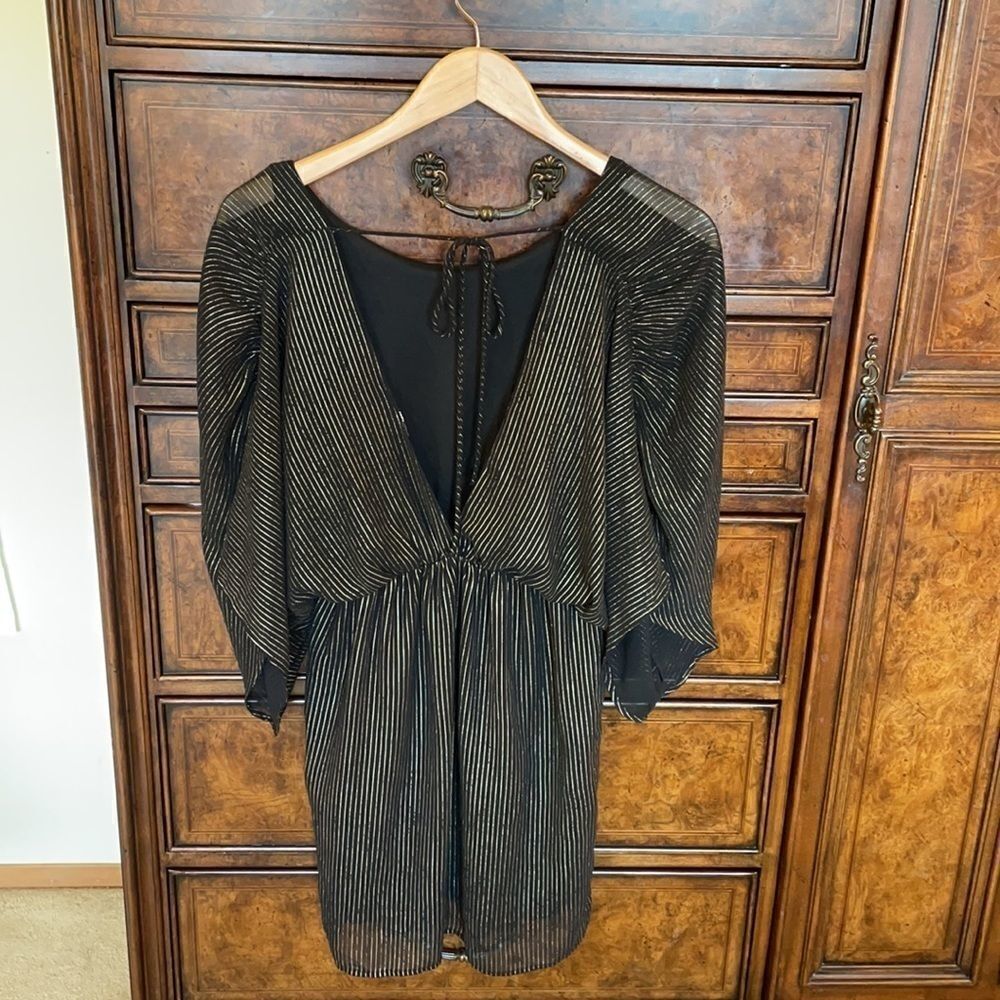 MAUDE black and gold striped dress - Picture 4 of 6